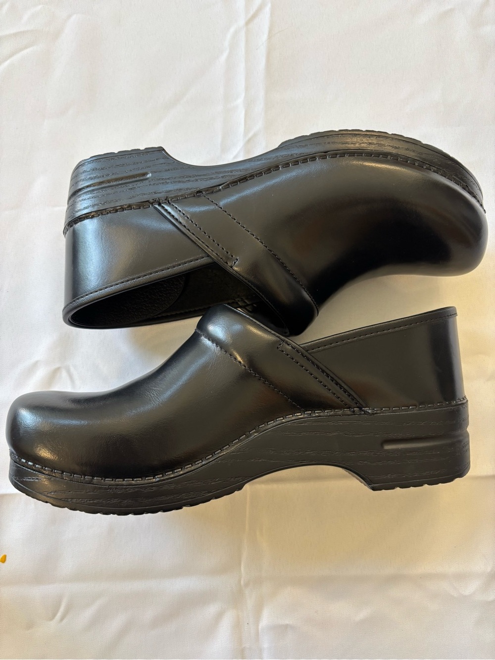 Dansko Black Leather Slip-On Professional Clogs
